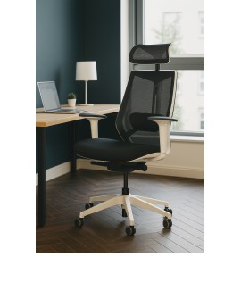 Fauteuil ergonomique en maille Arco noir et blanc à La Réunion - 974