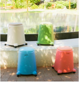 Pouf mobile et empilable Gilos &agrave; la R&eacute;union 974, vert, bleu, beige et corail