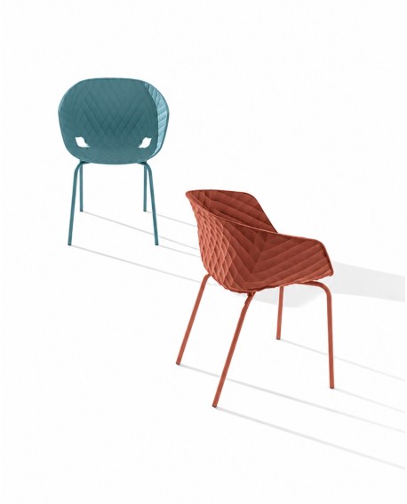 Fauteuil empilable intérieur extérieur Uni-ka 594, bleu, blanc, vert et rouge