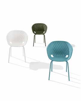 Fauteuil empilable int&eacute;rieur ext&eacute;rieur Uni-ka 594, bleu, blanc, vert et rouge