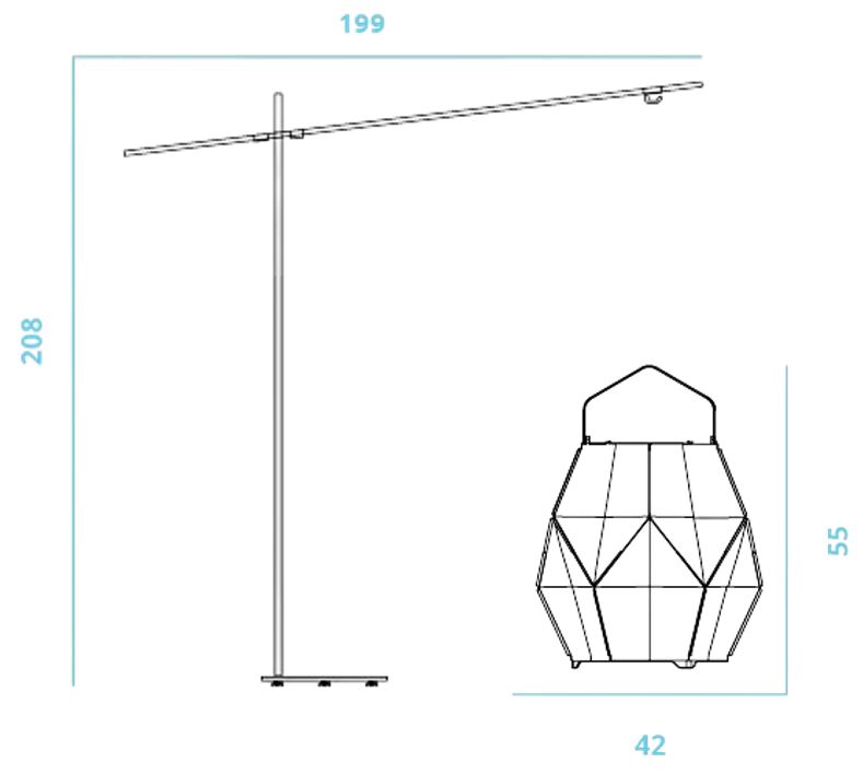 Dimensions du lampadaire sur pied 974